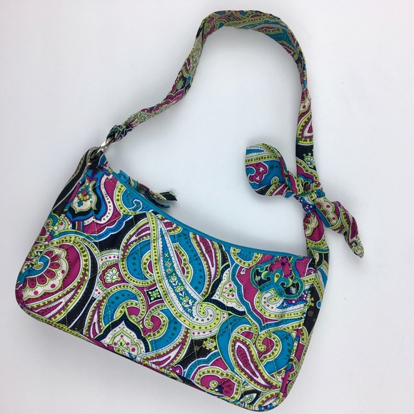 VERA BRADLEY SILK Zoe Paisley Shoulder Baguette - Picture 2 of 8